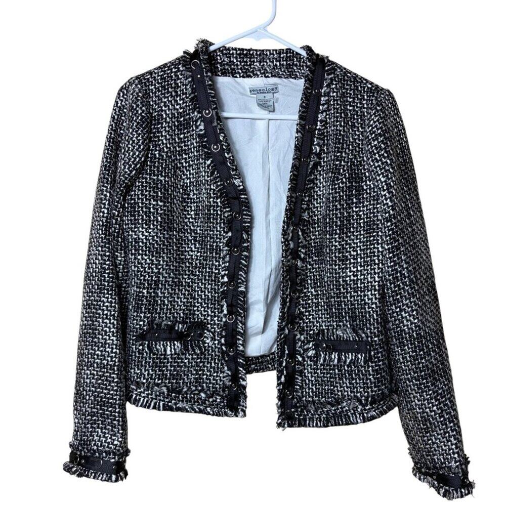 Geneology Black & White Tweed Jacket Blazer - Size Small